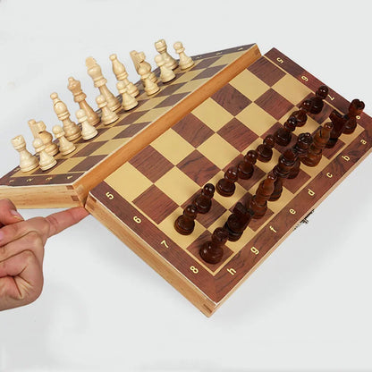 Magnetic Wooden Folding Chess Set Felted Game Board 24Cm*24Cm Interior Storage Adult Kids Gift Family Game Chess Board