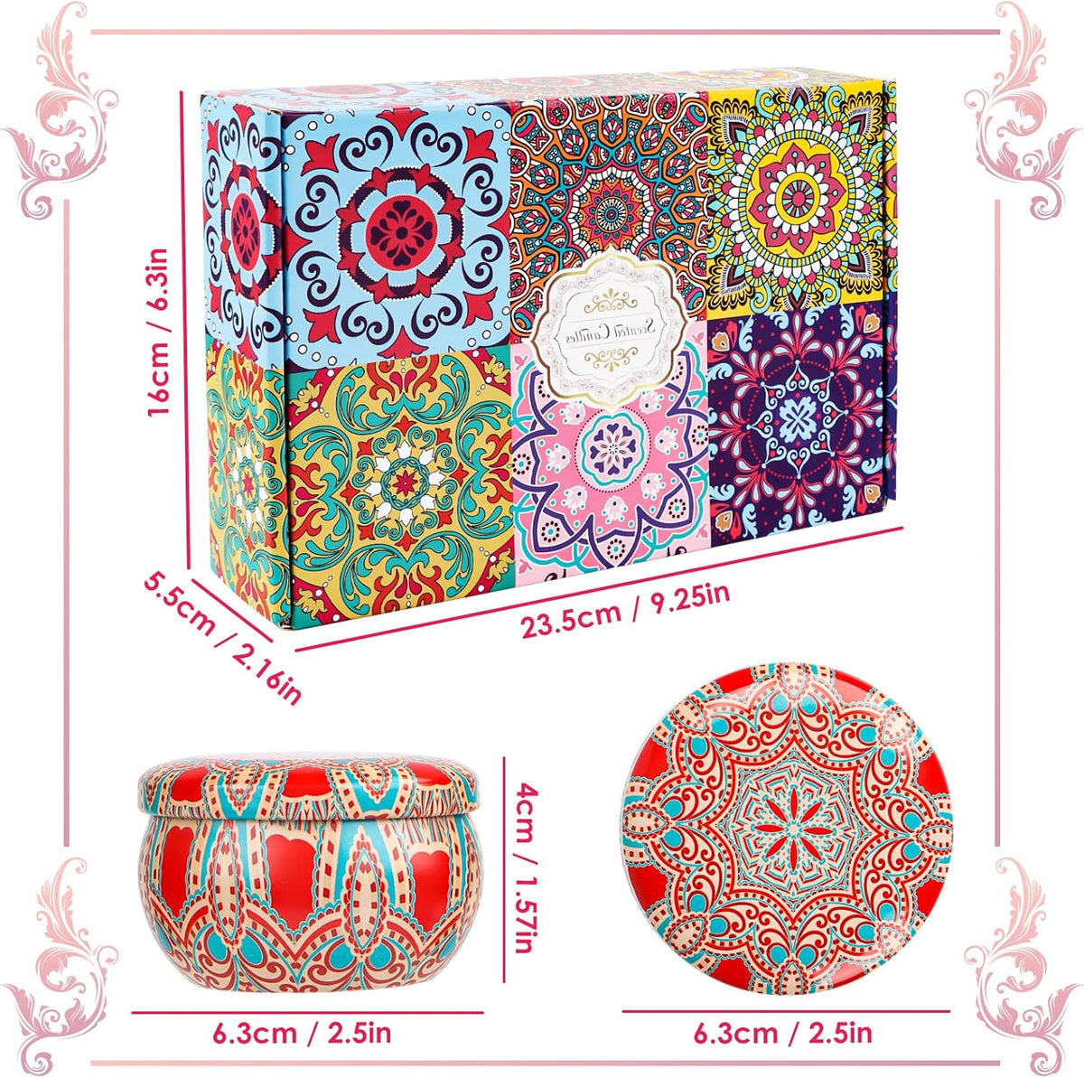 Scented Candles Gifts for Women, Pack of 6 Natural Aromatherapy Candles Set, Candles Gifts for Women, Portable Travel Tin Candles for Stress Relief and Relaxation of the Body for Women Gift