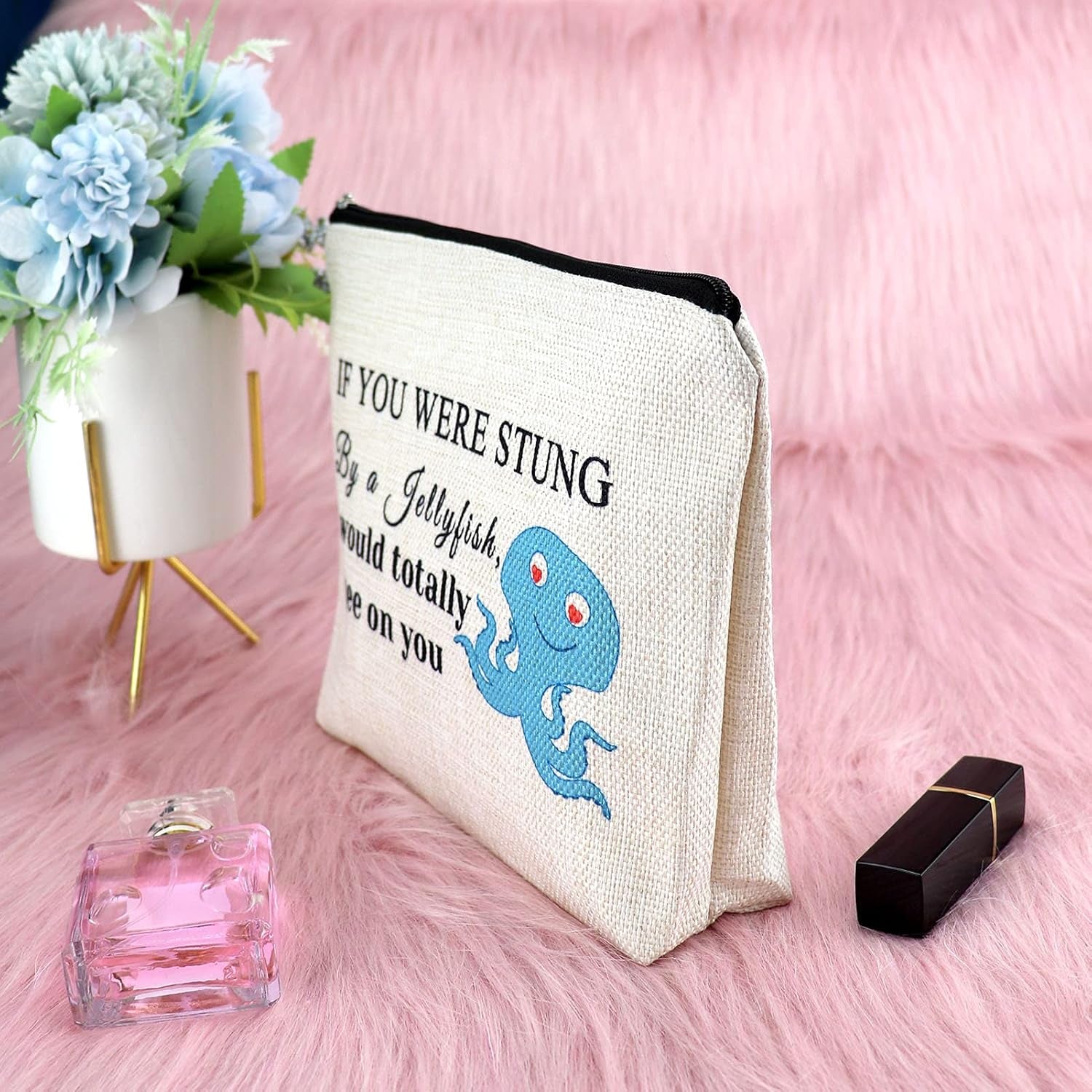 Friendship Gift Funny Friendship Makeup Bag Jellyfish Friendship Gift for Women Cosmetic Bag Best Friends Birthday Gifts for Women Female Teen Girls Christmas Graduation Gifts for Her Cosmetic Pouch