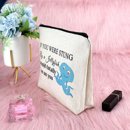 Friendship Gift Funny Friendship Makeup Bag Jellyfish Friendship Gift for Women Cosmetic Bag Best Friends Birthday Gifts for Women Female Teen Girls Christmas Graduation Gifts for Her Cosmetic Pouch