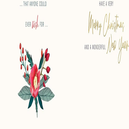 Avant Garde Daughter Christmas Card   –   Floral Edge    -     9   x   6   inches