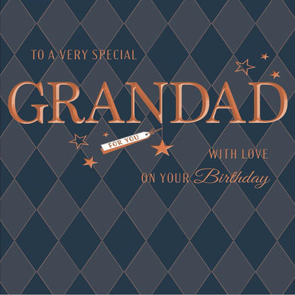 Avant Garde Grandad Birthday Card  -   white|yellow|blue|black   -   8  x  6 inches