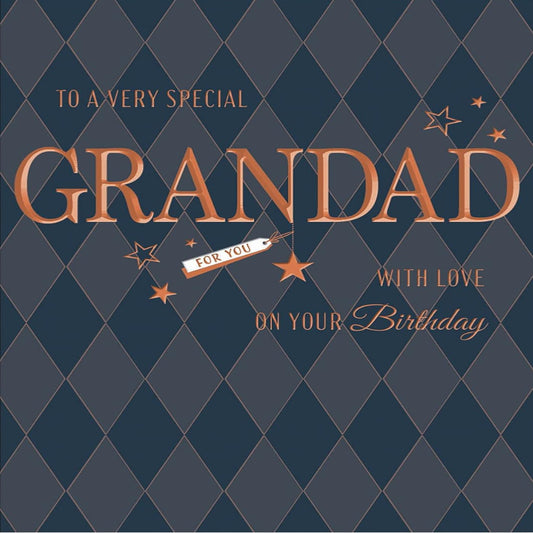 Avant Garde Grandad Birthday Card  -   white|yellow|blue|black   -   8  x  6 inches