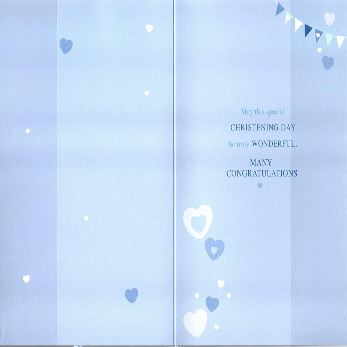 Baby Boy Christening Congratulations Card | Bunting & Balloons  -  133  x  197mm