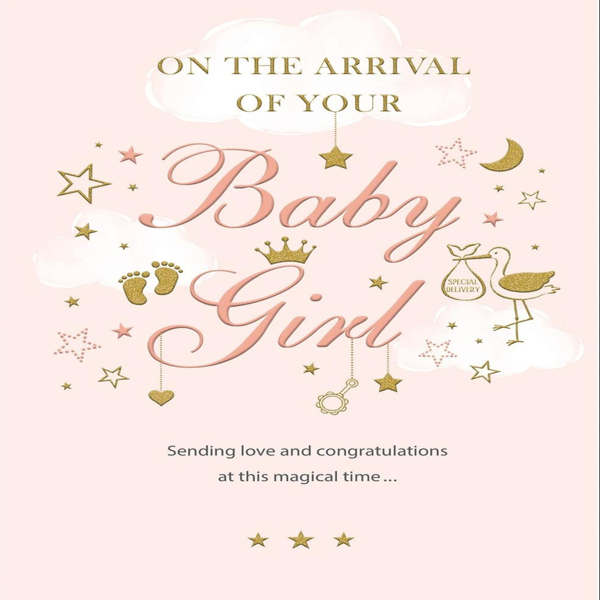 Baby Girl Card | Classic New Baby Card   -   Regal Publishing    -   9 x 6 inches
