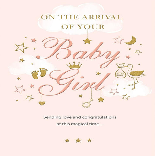 Baby Girl Card | Classic New Baby Card   -   Regal Publishing    -   9 x 6 inches
