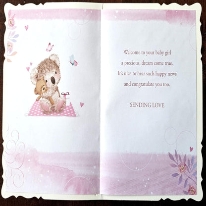 Out Of The Blue Baby Girl Congratulations Card | Beautiful Baby Girl New Baby Card  -    19.5cm  x  13.5 cm