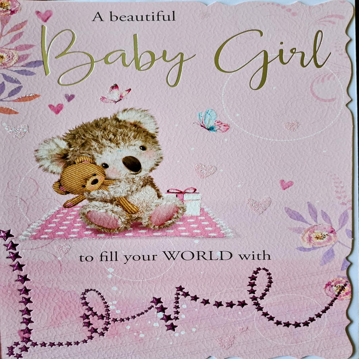 Out Of The Blue Baby Girl Congratulations Card | Beautiful Baby Girl New Baby Card  -    19.5cm  x  13.5 cm