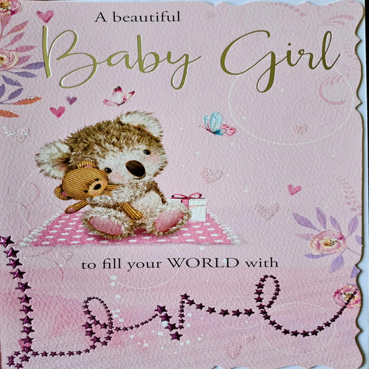 Out Of The Blue Baby Girl Congratulations Card | Beautiful Baby Girl New Baby Card  -    19.5cm  x  13.5 cm