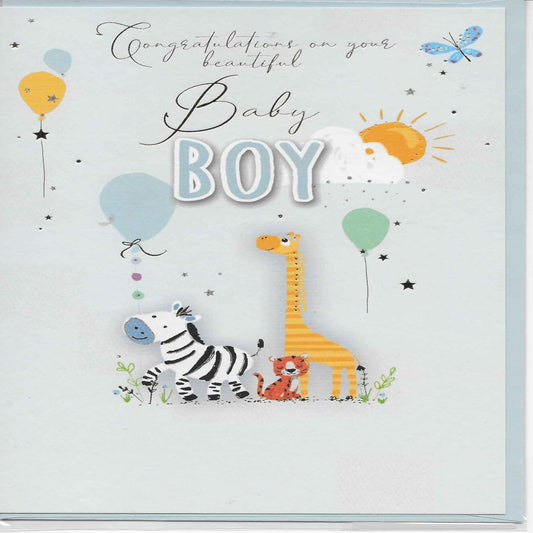 Beautiful Baby Boy Congratulations Card  | Newborn Greeting Card    -   19cm x 13.5cm