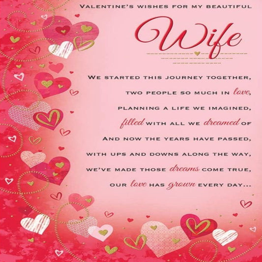 Beautiful Wife Valentine’s Day Card   –   Piccadilly Greetings   -   9   x   6 inches