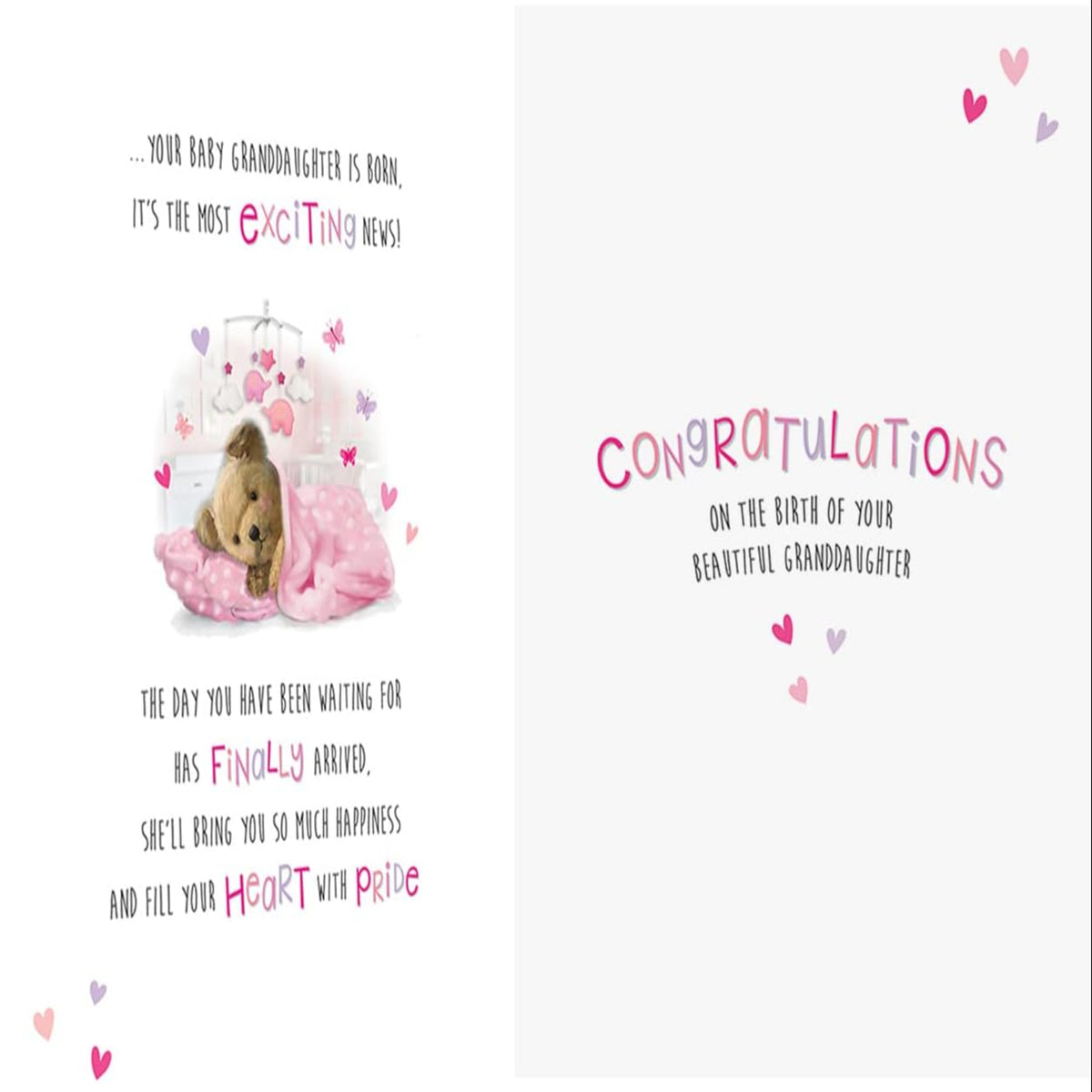 Birth of Granddaughter Card   –   Cute New Baby Girl Card  -  Regal Publishing  -   9  x  6 inches