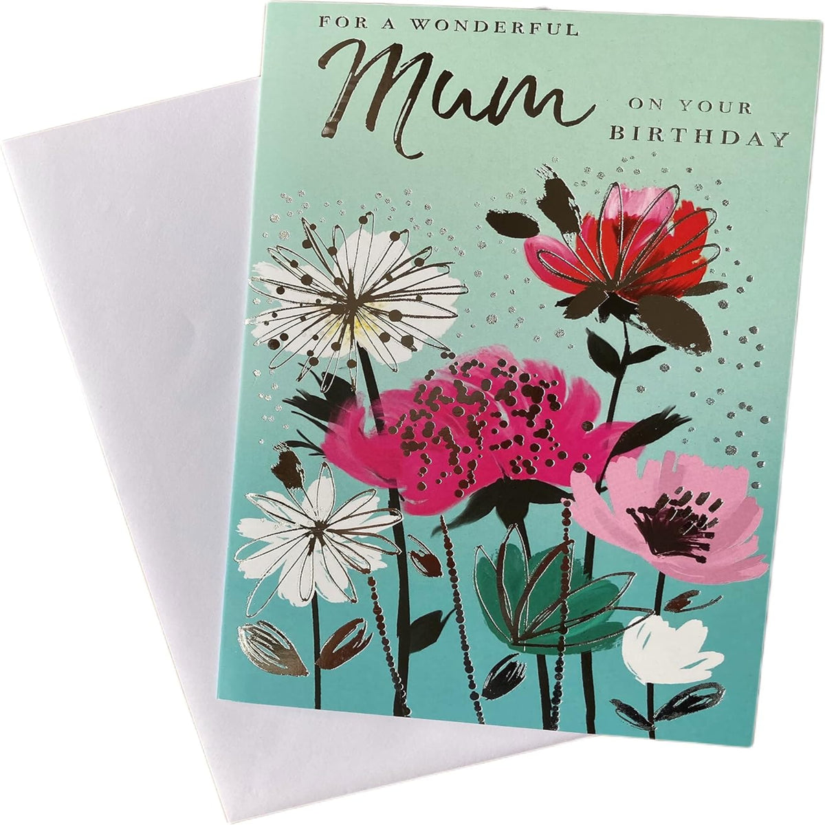 Birthday Card for Mum | Modern Floral Birthday Greeting Card     –     23  x  15cm