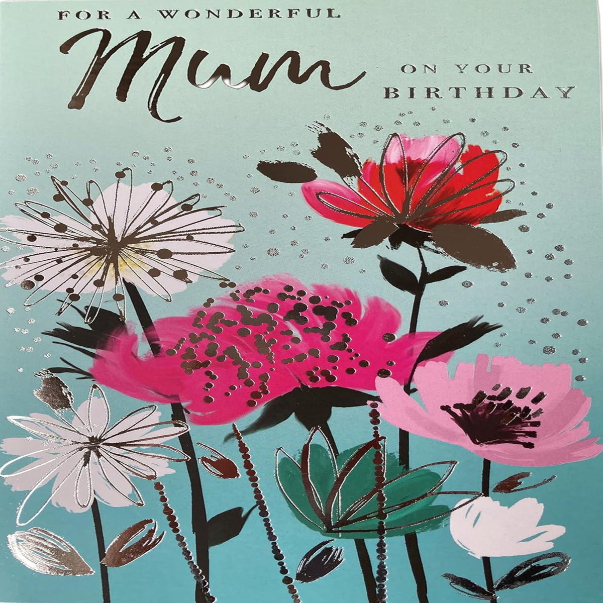 Birthday Card for Mum | Modern Floral Birthday Greeting Card     –     23  x  15cm