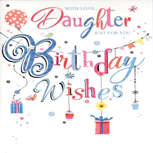 Birthday Card for Daughter | With Love Daughter Butterfly & Balloon Card  -  133 x 191mm