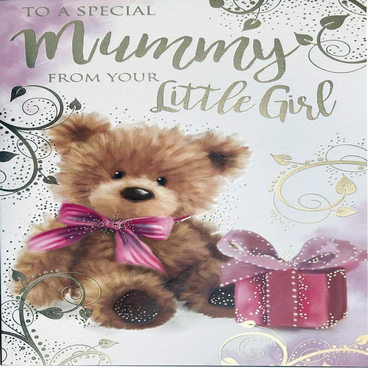 Birthday Card for Mummy from Your Little Girl   -   Bear Design    -   Lovely Verse  -  15.2cm  x  22.8cm