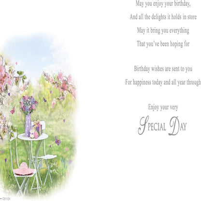 Birthday Card for Sister-in-Law   –    Traditional Garden Scene   - Regal Publishing  -   8   x  6 inches