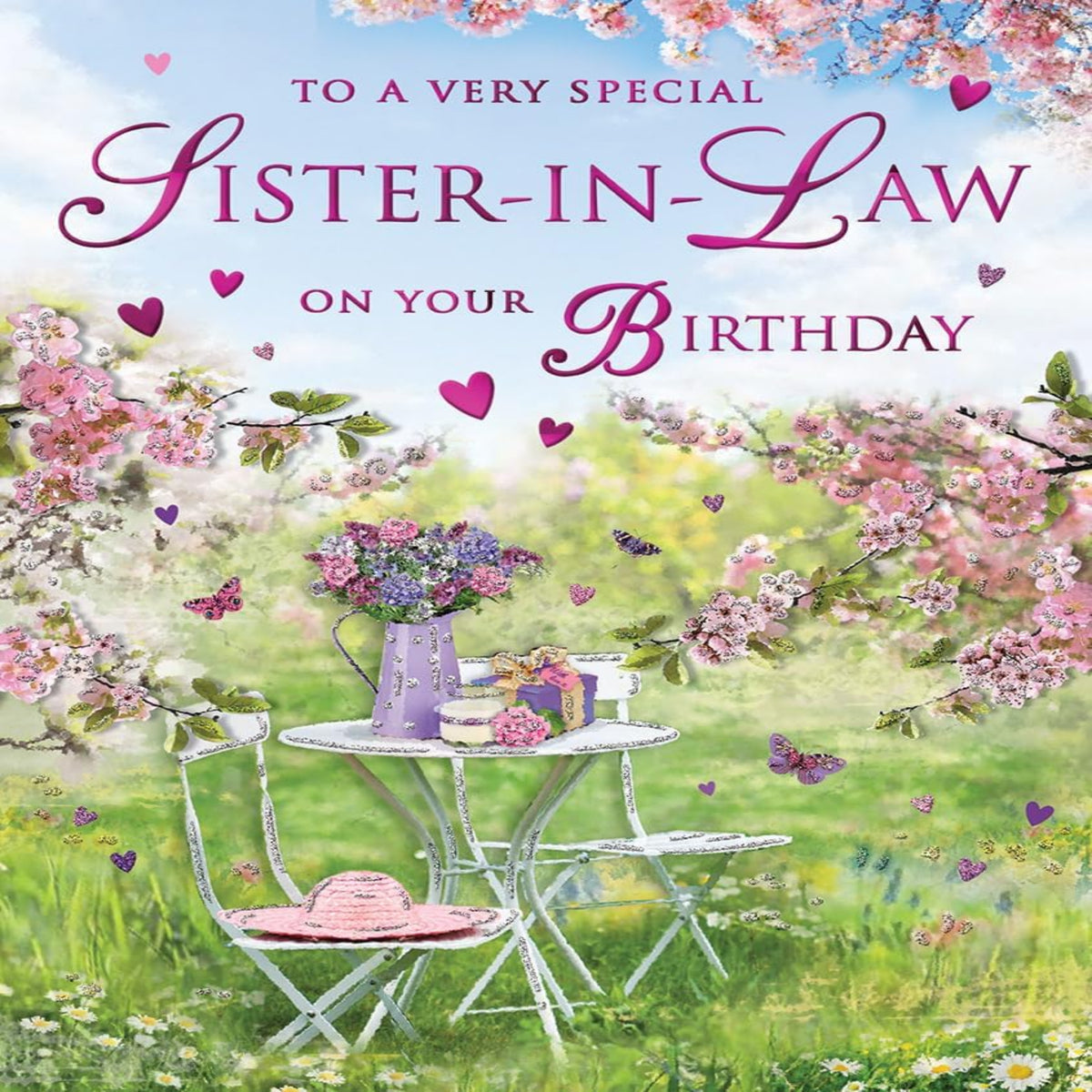 Birthday Card for Sister-in-Law   –    Traditional Garden Scene   - Regal Publishing  -   8   x  6 inches