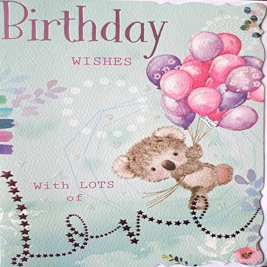 Birthday Wishes with Lots of Love Card | Premium Birthday Greeting Card  -  Out Of The Blue  -  19.6cm x 13.7cm