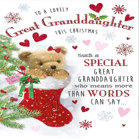 Regal Publishing Great Granddaughter Character Christmas Card  - 9 x 6 inches