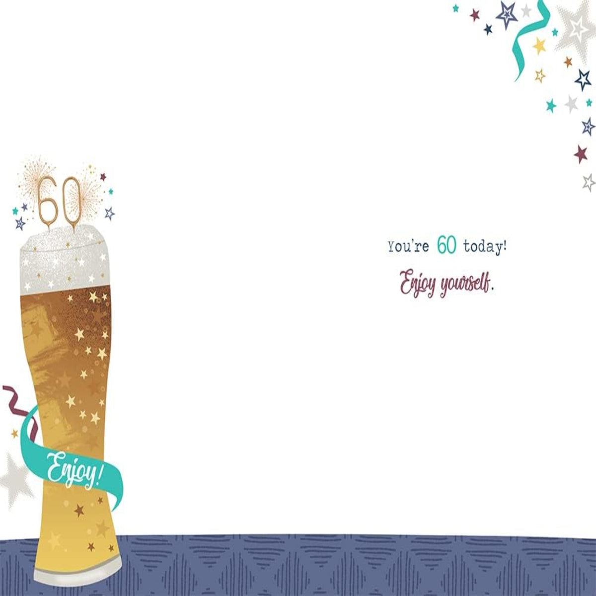 Cheers & Beers to 60 Years Card | 60th Birthday Card     -    15cm  x  23cm