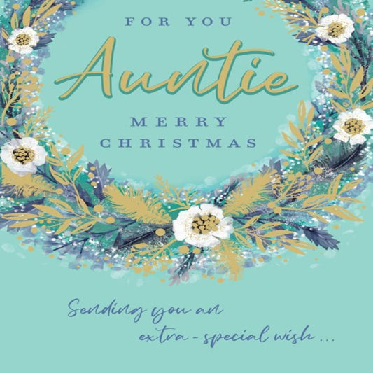 Piccadilly Greetings For You Auntie Christmas Card - 8 x 6 inches