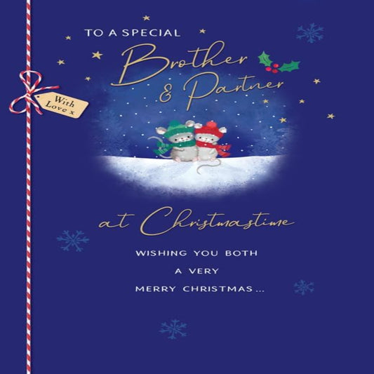 Piccadilly Greetings Christmas Card for Special Brother & Partner - 9 x 6 inches