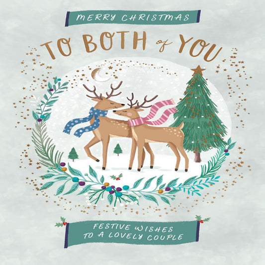 Piccadilly Greetings Christmas Card to Both of You – Two Deer Design - 9 x 6 inches