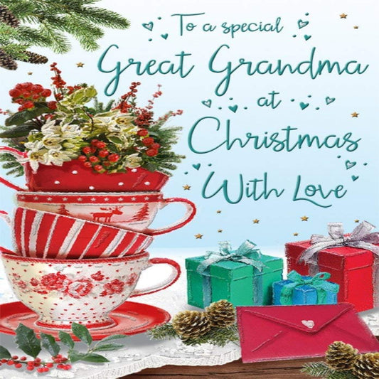 Christmas Card for Great Grandma | Regal Publishing Festive Greeting Card   -   9 x 6 inches