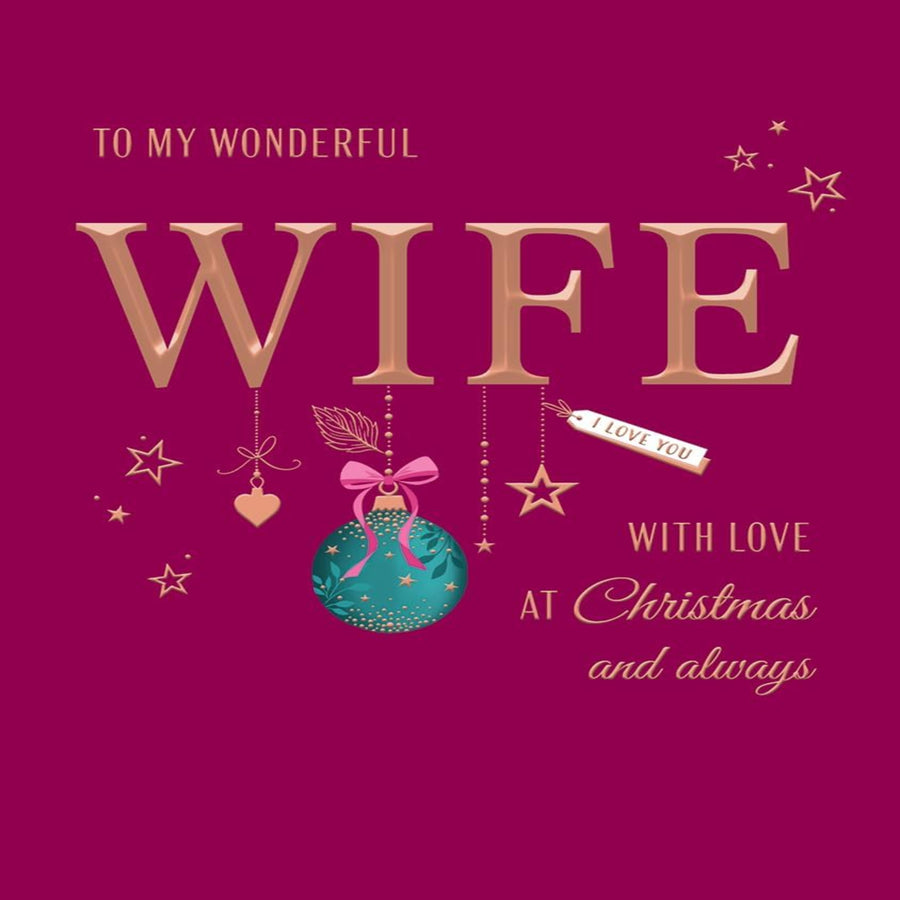 Christmas Card for Wife | Classic Rose Design    -   Avant Garde     -    8  x  6 inches