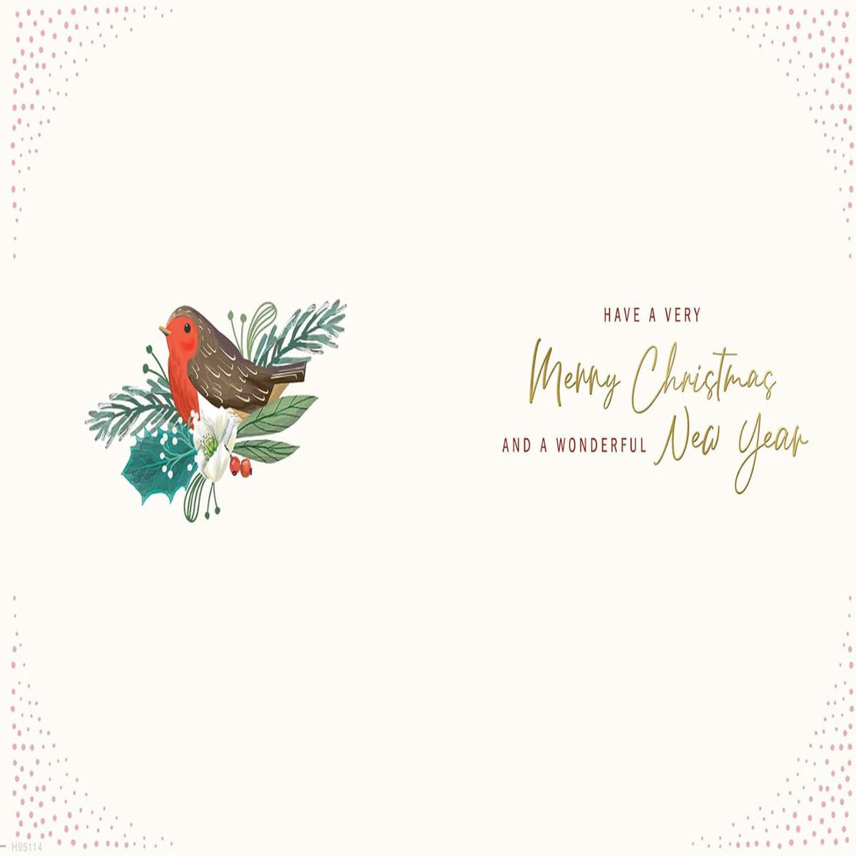 Christmas Card for Godmother     –   Robin Wreath Design    -    8  x  6 inches