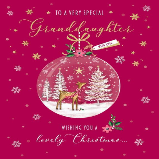Christmas Card for Granddaughter with Love  -  Piccadilly Greetings   -  8 x 6 inches
