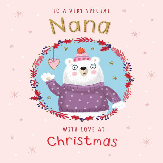 Christmas Card for Nana – Polar Bear Design   -  8  x  6 inches