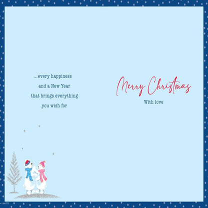 Christmas Card for Nephew & Wife    –   Bears and Tree Design   -   Piccadilly Greetings   -   9  x  6 inches