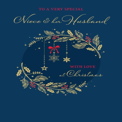 Christmas Card for Niece & Husband   –   Piccadilly Greetings   -   9  x  6 inches