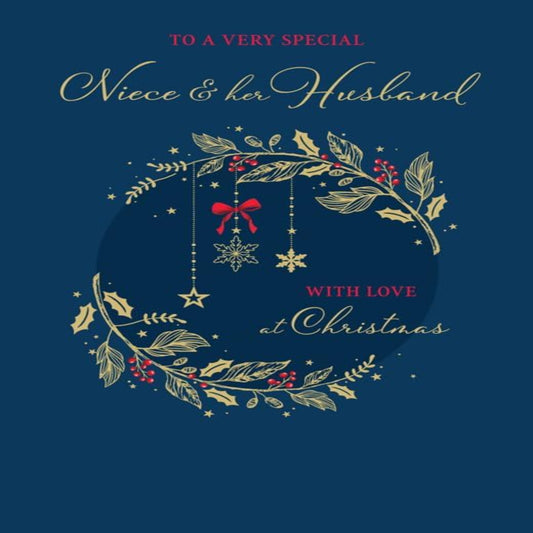 Christmas Card for Niece & Husband   –   Piccadilly Greetings   -   9  x  6 inches