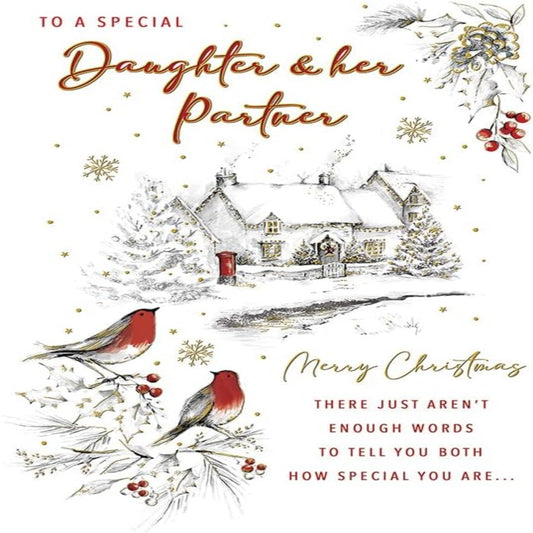 Christmas Card for Special Daughter & Partner  -  9 x 6 inches