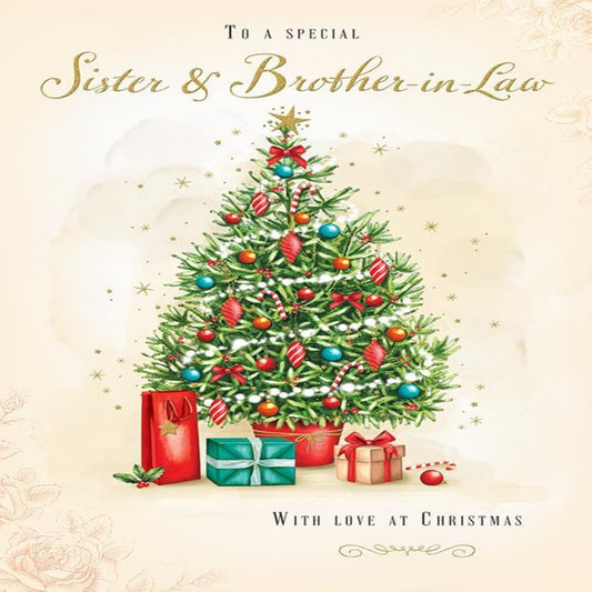 Christmas Card for Special Sister & Brother-in-Law  -  Traditional Tree   -    9   x  6 inches