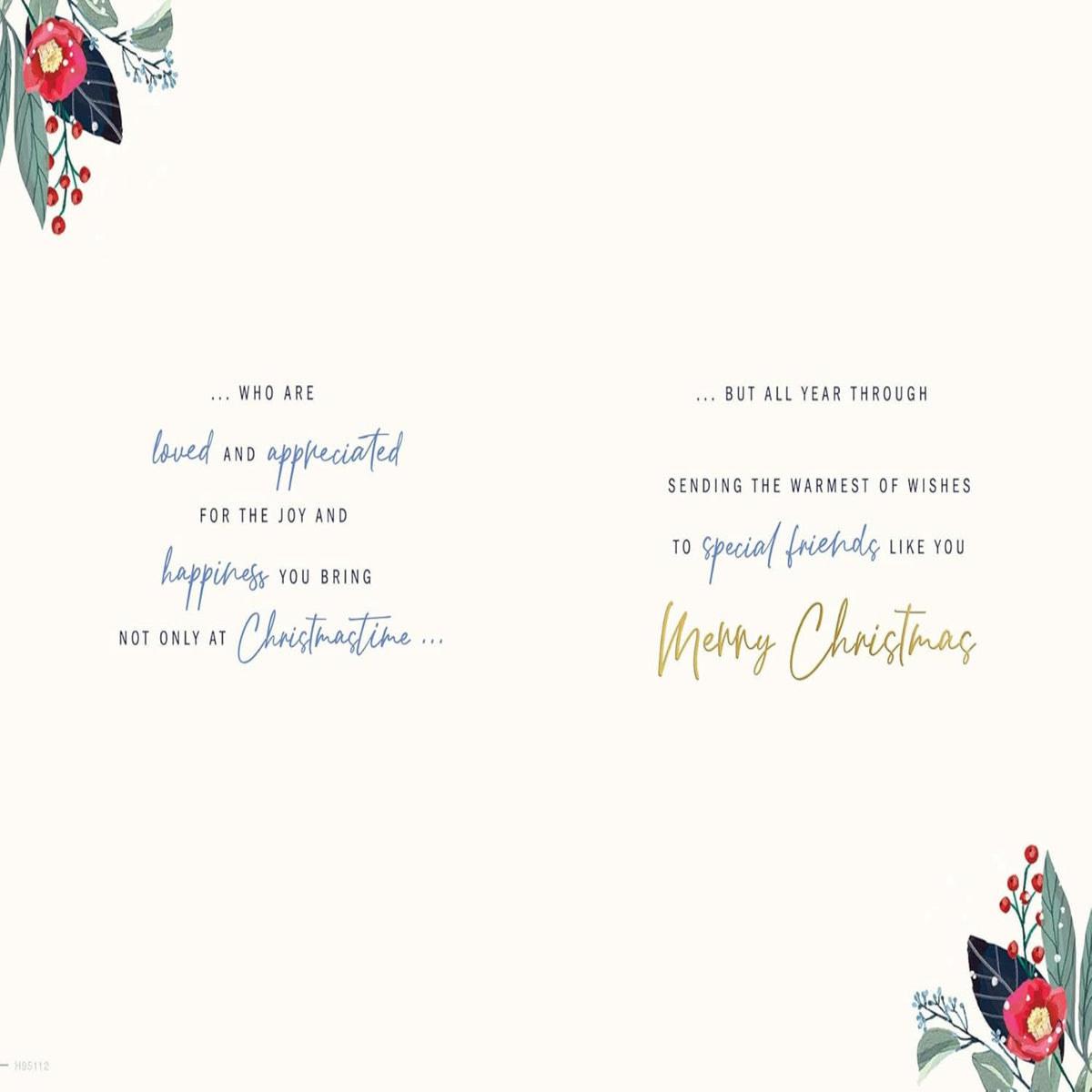 Christmas Card for Wonderful Friends  –  Robin  - Avant Garde  -  9  x  6 inches
