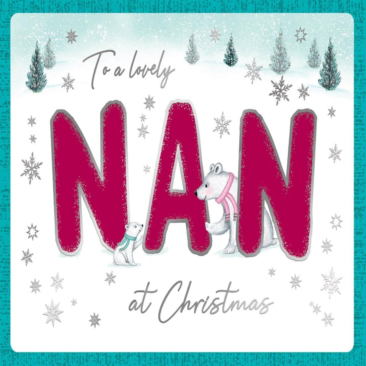 Christmas Card for a Lovely Nan | Cute Bears    -   8  x  6 inches