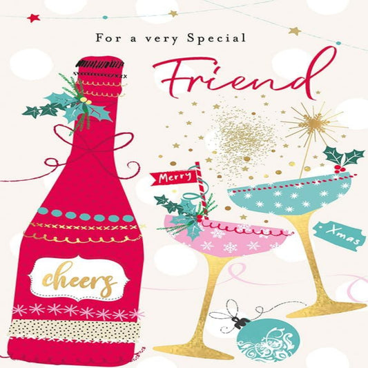 Christmas Card for a Very Special Friend | Festive Cheers Design   -  9  x  6 inches