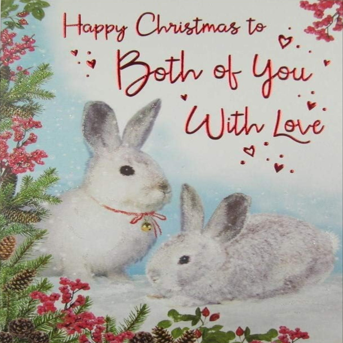 Christmas Card to Both of You  –  Cute Traditional Christmas Card   -   8  x  6 inches