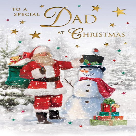 Regal Publishing Christmas Card for a Special Dad – Santa & Snowman - 9 x 6 inches