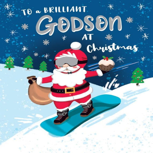 Piccadilly Greetings Christmas Card for a Brilliant Godson - 8 x 6 inches