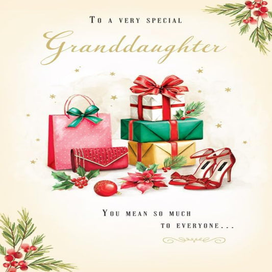 Piccadilly Greetings Christmas Card for a Very Special Granddaughter - 9 x 6 inches