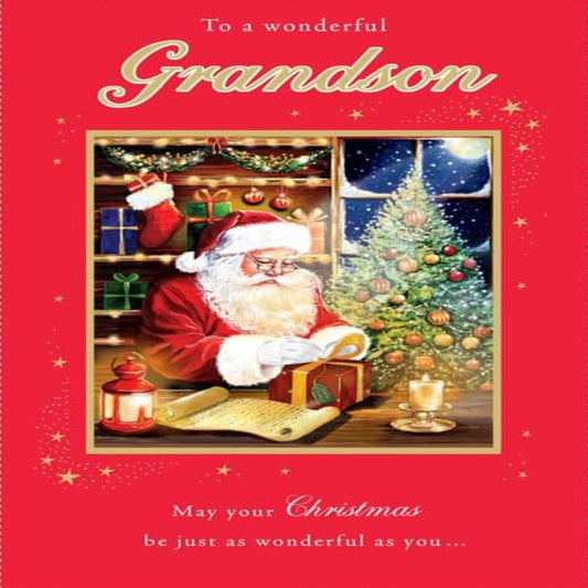 Regal Publishing Christmas Card to a Wonderful Grandson  - 9 x 6 inches