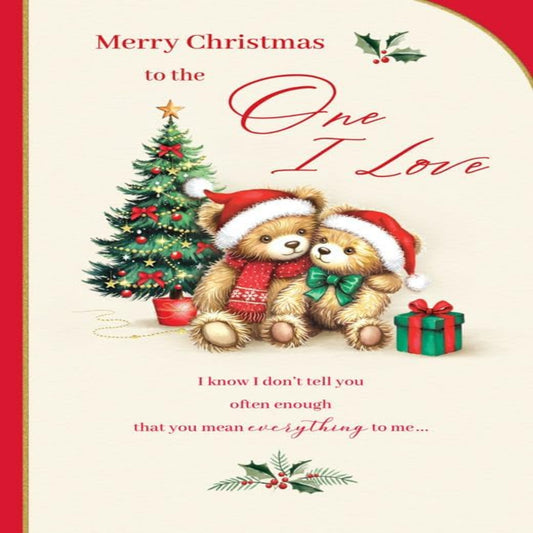 Piccadilly Greetings Merry Christmas To The One I Love Card - 9 x 6 inches