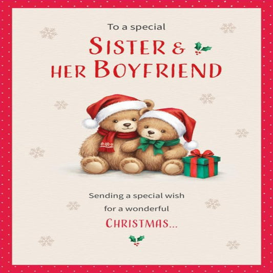 Piccadilly Greetings Christmas Card for a Special Sister & Her Boyfriend - 9 x 6 inches