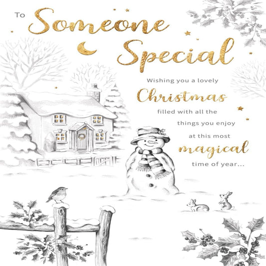 Piccadilly Greetings Someone Special Christmas Card – Pencil Sketched Winter Scene - 9 x 6 inches