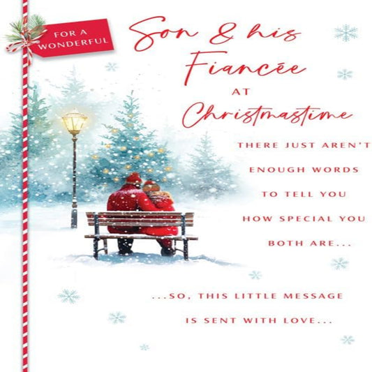 Piccadilly Greetings Christmas Card for a Wonderful Son & His Fiancée - 9 x 6 inches